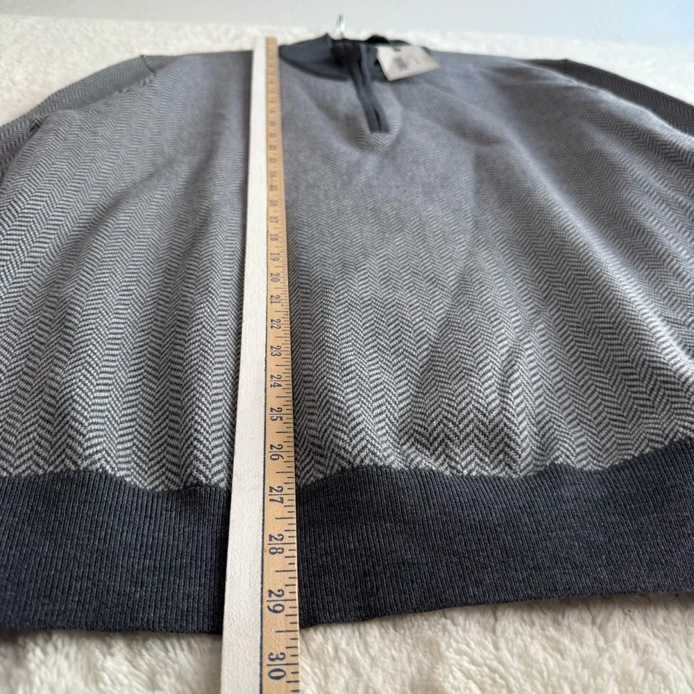 UNTUCKit Belguardo Herringbone Quarter Zip Mens XXL Gray Merino Wool Classic NEW
